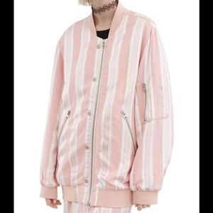 Acne Studios Varden Tech Bomber Jacket Pink White